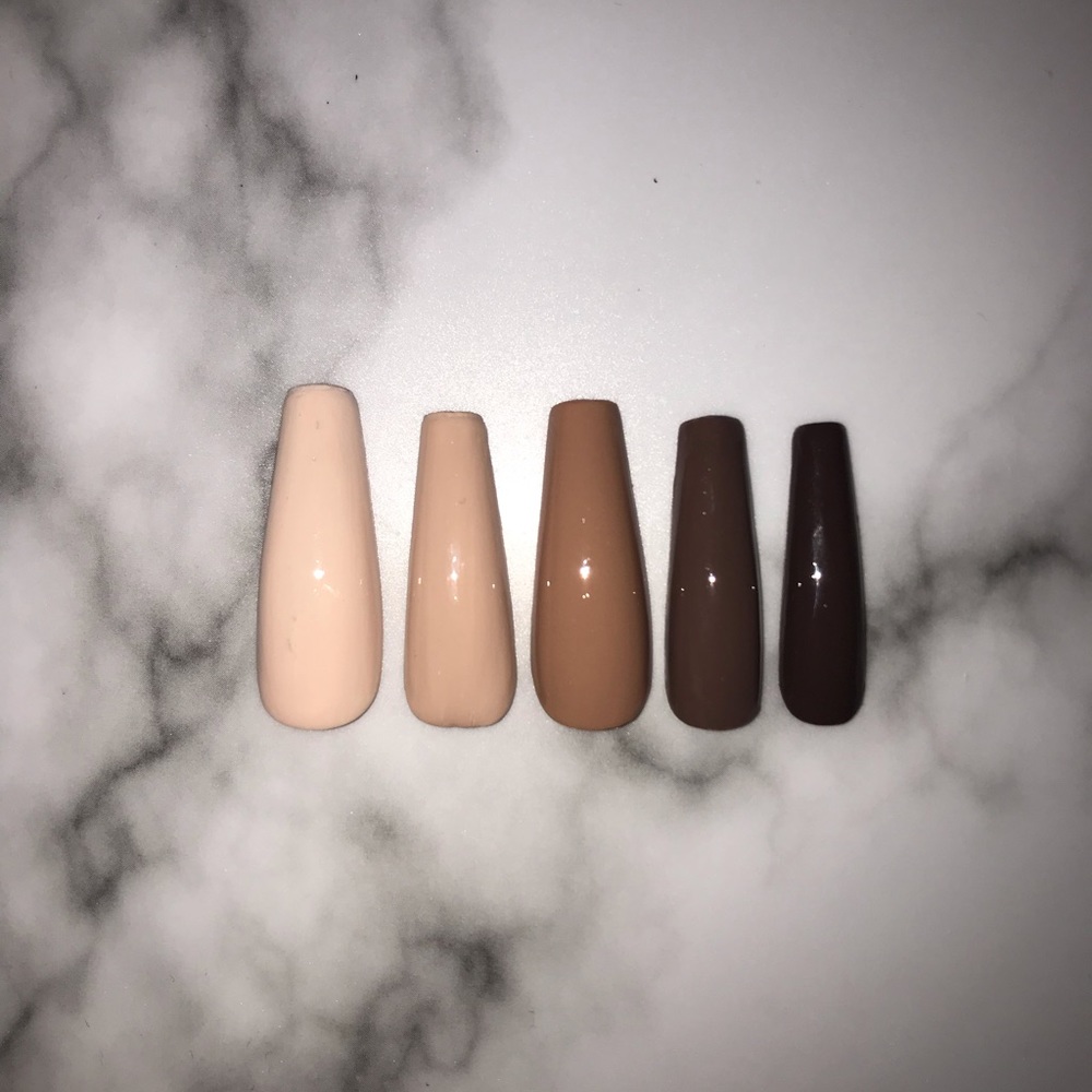 Brown gradient press on nails
